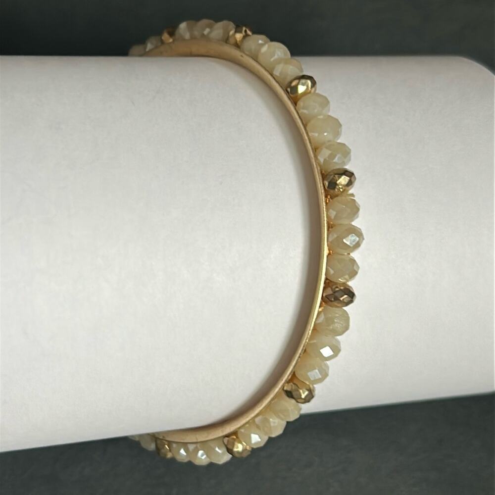 Women’s vintage dainty gold‎ tone beaded bangle bracelet one size